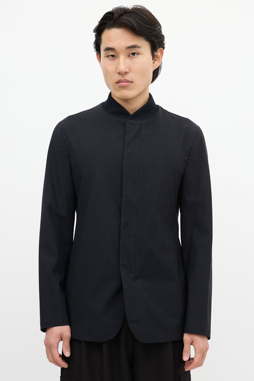 Armani Navy Wool Stand Collar Jacket