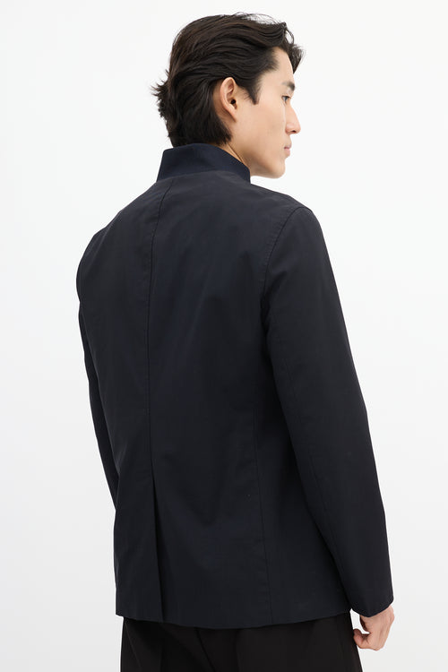 Armani Navy Wool Stand Collar Jacket