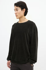 Armani Dark Green Velour Ribbed Sweatshirt