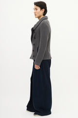 Armani Grey Waffle Knit Double Breasted Jacket