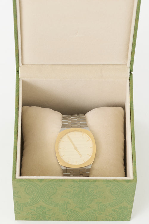 Gucci Stainless Steel & Gold 25H 38mm Watch