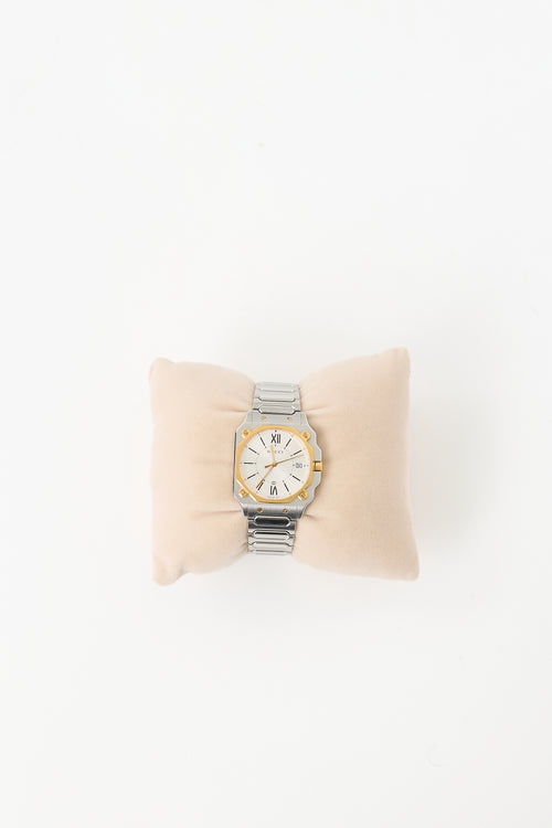 Gucci Stainless Steel & Gold G-Flat 30mm Watch