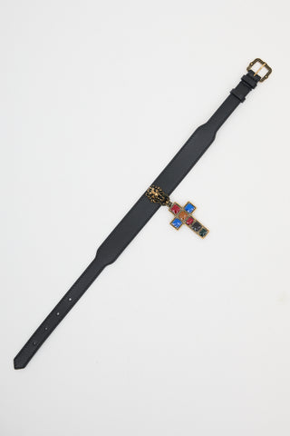 Gucci Leather Cross Pendant Choker