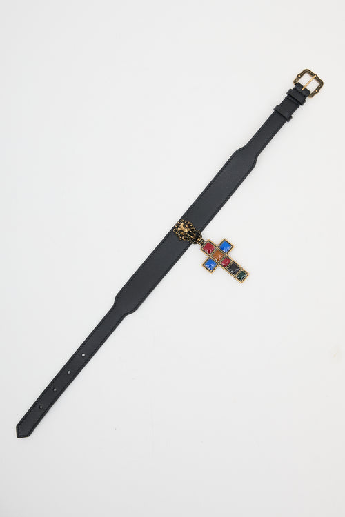Gucci Leather Cross Pendant Choker