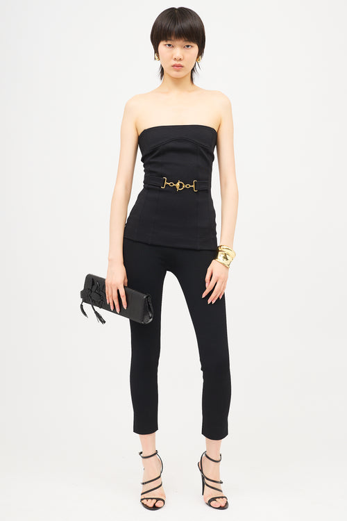 Gucci Leather Flower Tassel Clutch