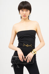 Gucci Leather Flower Tassel Clutch