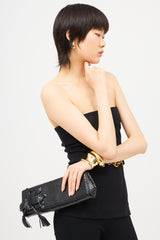 Gucci Leather Flower Tassel Clutch