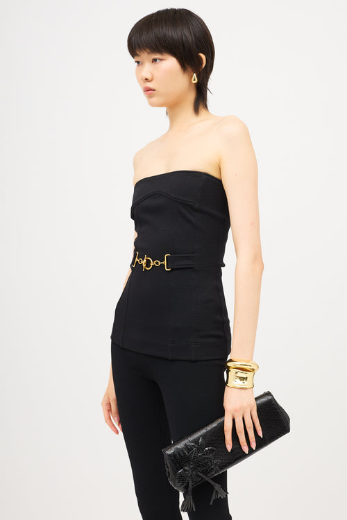 Gucci Leather Flower Tassel Clutch