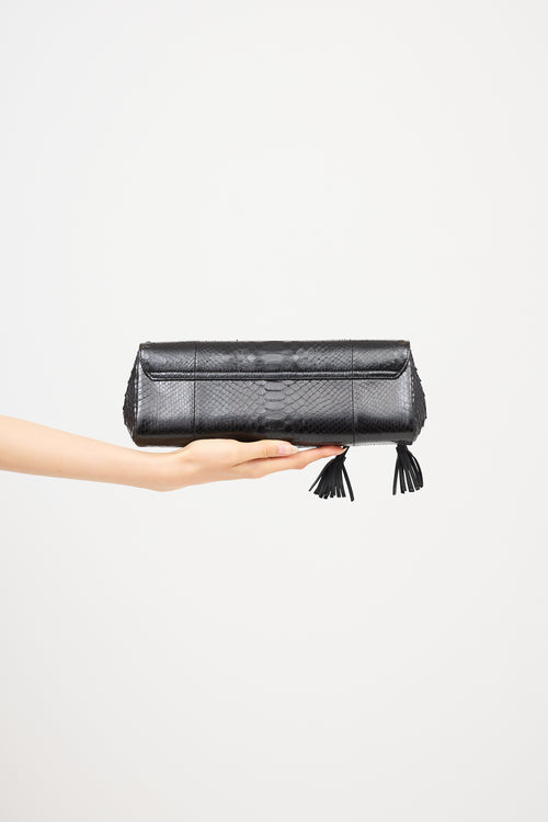 Gucci Leather Flower Tassel Clutch