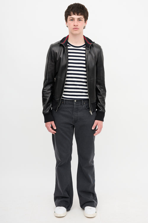 Gucci Leather Bomber Jacket