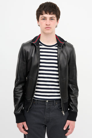 Gucci Leather Bomber Jacket