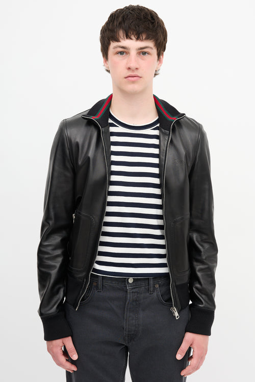 Gucci Leather Bomber Jacket