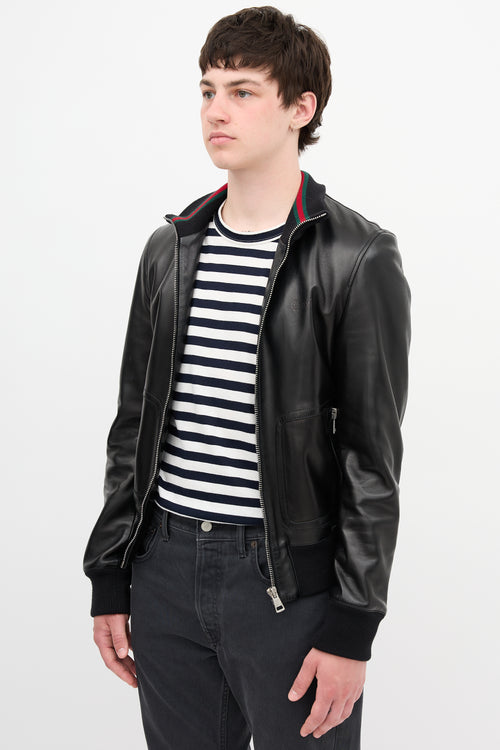 Gucci Leather Bomber Jacket