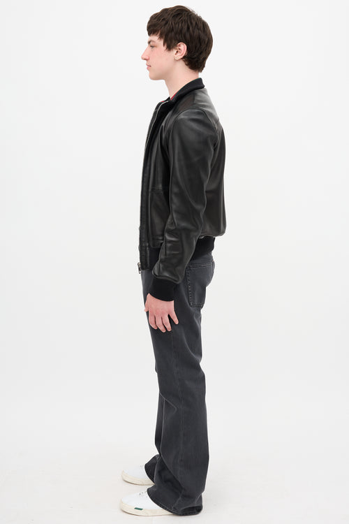 Gucci Leather Bomber Jacket