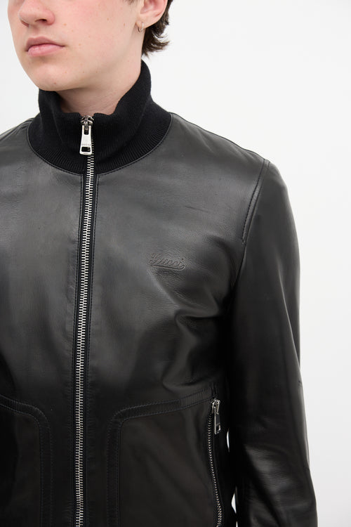 Gucci Leather Bomber Jacket