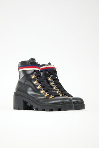 Gucci Leather Sylvie Combat Boot