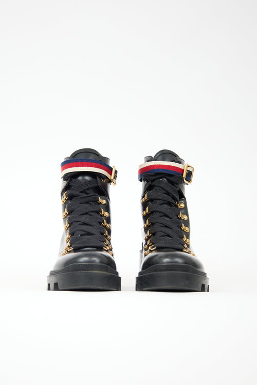 Gucci Leather Sylvie Combat Boot