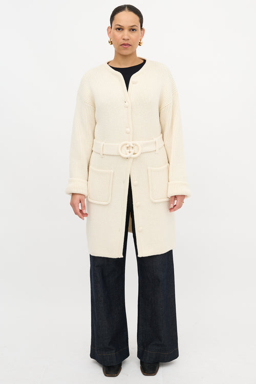 Gucci Wool GG Belted Cardigan