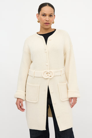Gucci Wool GG Belted Cardigan