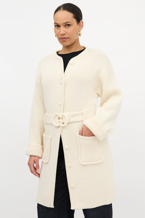 Gucci Wool GG Belted Cardigan