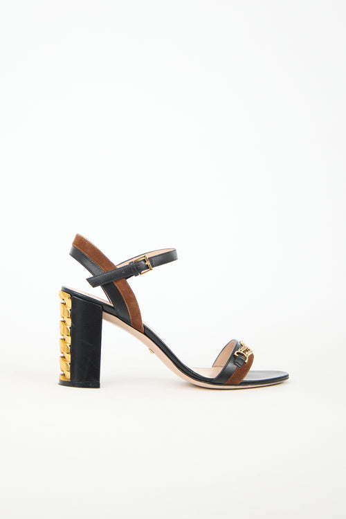 Gucci Leather & Suede Ava Chain Sandal