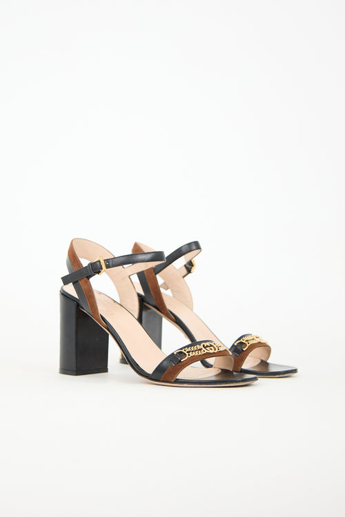 Gucci Leather & Suede Ava Chain Sandal