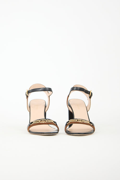 Gucci Leather & Suede Ava Chain Sandal