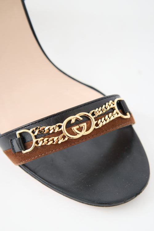 Gucci Leather & Suede Ava Chain Sandal