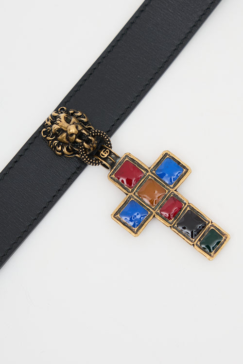 Gucci Leather Cross Pendant Choker