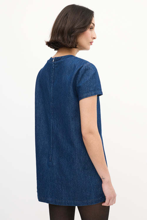 Gucci Blue Denim Short Sleeve Dress