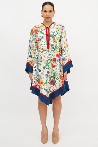 Gucci Linen Floral Asymmetric Dress