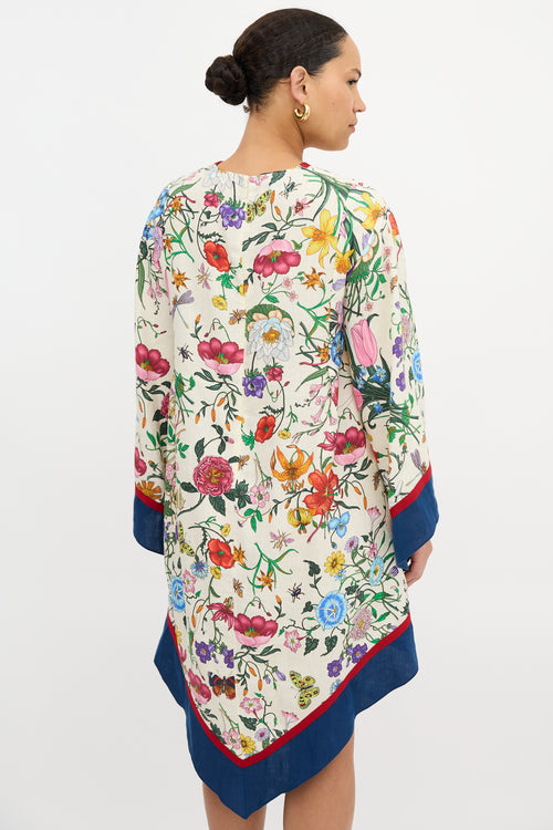 Gucci Linen Floral Asymmetric Dress
