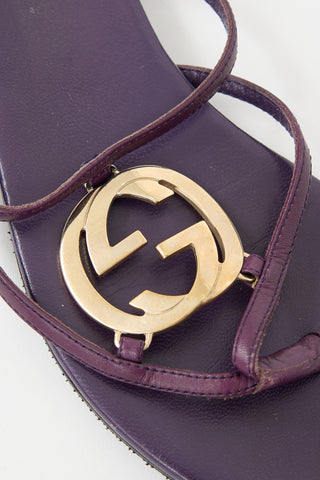 Gucci Vintage Leather GG Sandal