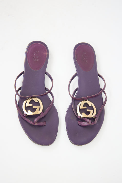 Gucci Vintage Leather GG Sandal