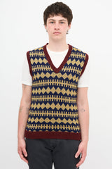 Gucci Wool Lamé Argyle Vest