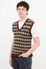 Gucci Wool Lamé Argyle Vest