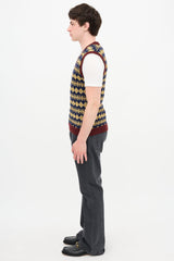 Gucci Wool Lamé Argyle Vest