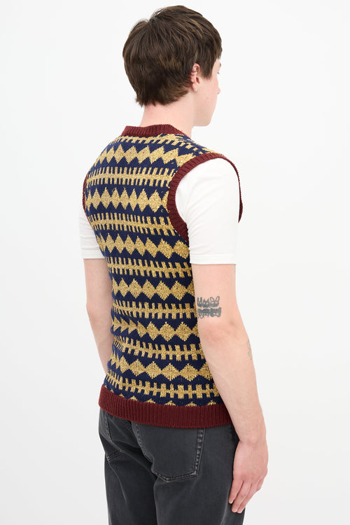 Gucci Wool Lamé Argyle Vest