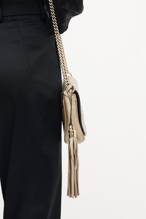 Gucci Pale Gold Metallic Leather Soho Disco Flap Bag