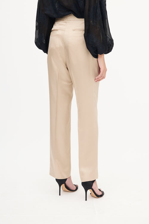 Gucci Beige Silk Strap Detail Trouser