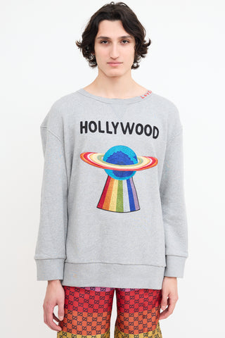 Gucci Fall 2017 Grey Hollywood Distressed Sweatshirt