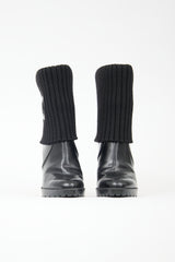 Gucci Leather & Knit Collar GG Boot
