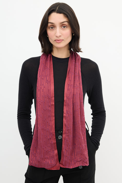 Gucci Burgundy Silk & Mesh Scarf