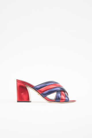 Gucci Metallic Leather Crossover Sandal