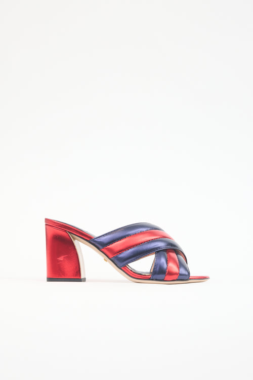 Gucci Metallic Leather Crossover Sandal