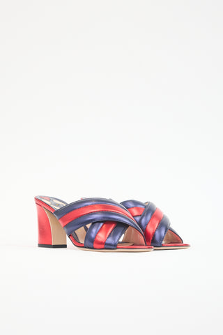 Gucci Metallic Leather Crossover Sandal