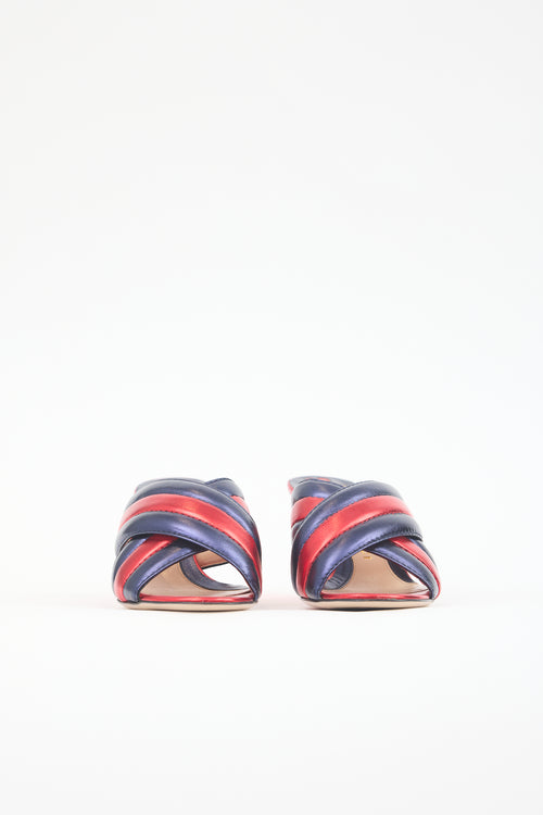 Gucci Metallic Leather Crossover Sandal