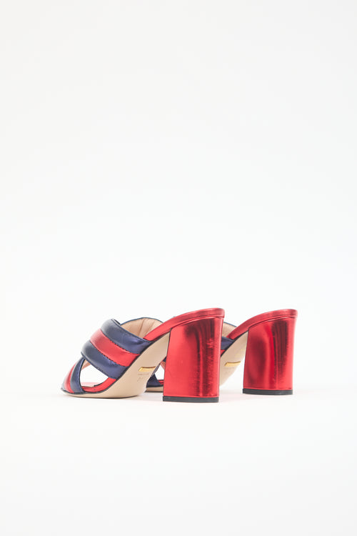 Gucci Metallic Leather Crossover Sandal