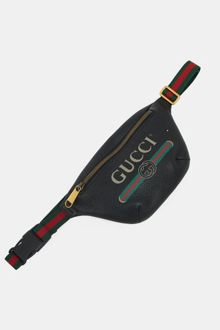 Gucci Leather Logo Web Belt Bag