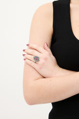 Gucci Silver & Multi Crystal Octofoil Ring